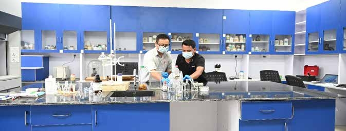 Renovated Chemistry Laboratory with modern working table with modular cabinets