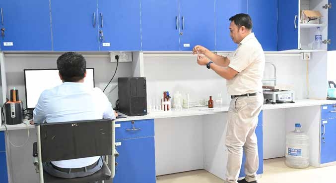 Renovated Ballistic Laboratory working table with mounted racks and cabinets